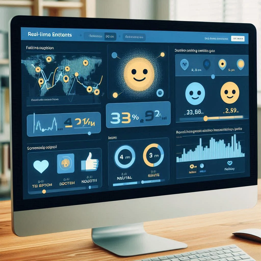 Mentionlytics dashboard showcasing real-time mentions with sentiment tags like “positive,” “neutral,” and “negative.”